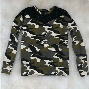 Camo Lace shoulder sweater